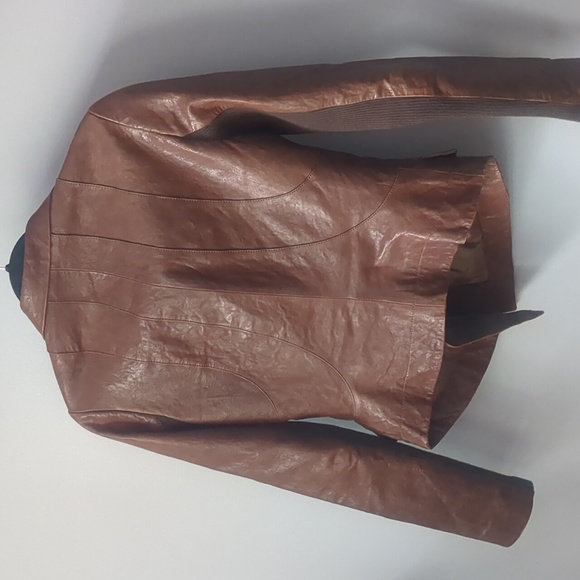 Caramel leather jacket - Picture 6 of 7
